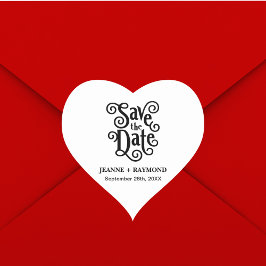 Adesivo Coração Caligrafia Romântica para Casamento Save the Date