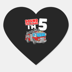 Adesivo Coração Caminhão-Fogo de 5 anos 5 de Bombeiros