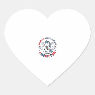 Adesivo Coração Camisa Avó Patriota Americano Unicórnio Design_1