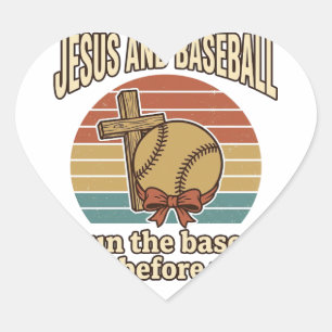 Adesivo Coração Camisa Cristã Vintage Jesus e Beisebol