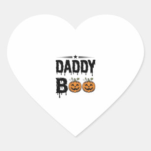 Adesivo Coração Camisa de Abóbora de Halloween Vintage Daddy Boo D