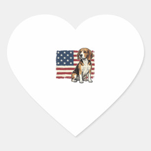Adesivo Coração Camisa de Cachorro com Bandeira Patriótica Beagle