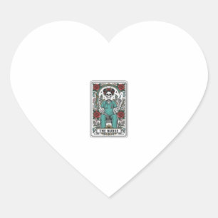 Adesivo Coração Camisa de desenho de carta de tarot de enfermeira