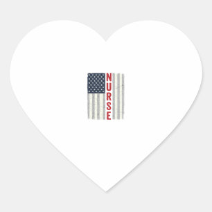 Adesivo Coração Camisa de Enfermeira com Bandeira Americana Vintag