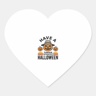 Adesivo Coração Camisa de Gravura Vintage de Halloween de Abóbora 
