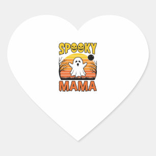 Adesivo Coração Camisa de Halloween de Fantasma Vintage Spooky Mam