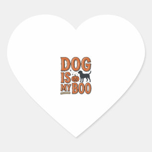 Adesivo Coração Camisa de Halloween Vintage Dog Is My Boo Design_1