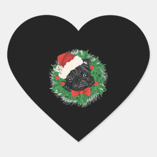 Adesivo Coração Camisa de Natal de Pug Incrível