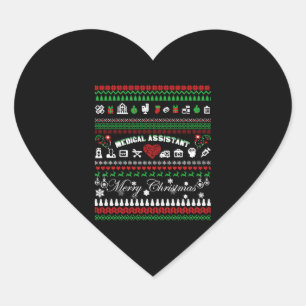 Adesivo Coração Camisa de Natal do Assistente Médico