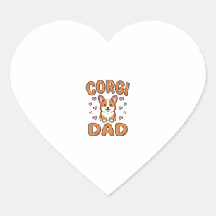 Adesivo Coração Camisa de Pai Corgi Gravação Vintage Amante de Cac