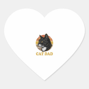 Adesivo Coração Camisa de Pai de Gato Vintage Design Retro de Gato