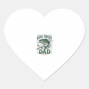 Adesivo Coração Camisa de Pai de Pesca Vintage Reel Great Dad Desi