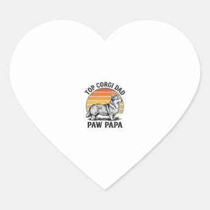Adesivo Coração Camisa de Papai Corgi Vintage Sunset Dog Papa Pres