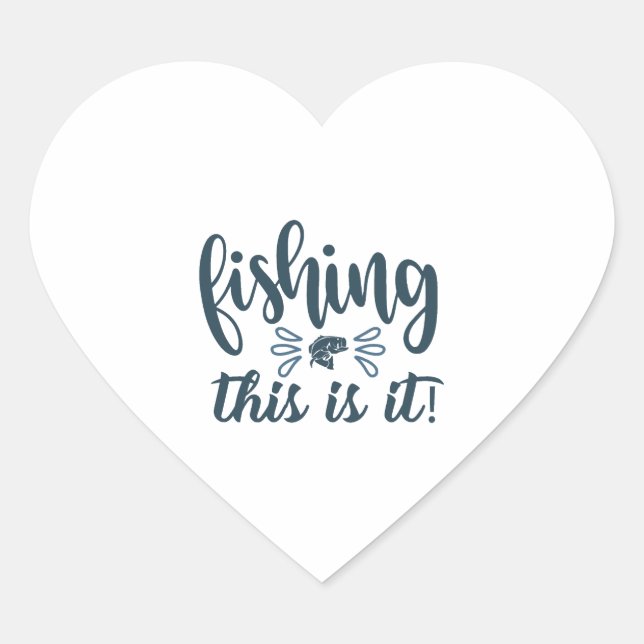 Adesivo Coração Camisa de pesca engraçada com slogan (Frente)