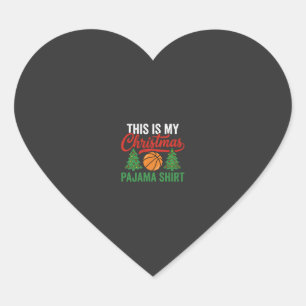 Adesivo Coração Camisa de pijama de Natal de basquete