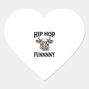 Adesivo Coração Camisa engraçada de Hip Hop Cow Vintage Engraving