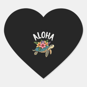 Adesivo Coração Camisa havaiana aloha havaí tartaruga hibisco cria
