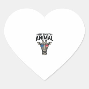 Adesivo Coração Camisa Patriótica do Animal Espírito Girafa Vintag