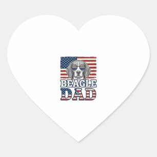 Adesivo Coração Camisa Patriótica para Pai Beagle Vintage Design_1