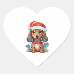 Adesivo Coração Camisa-T clássica de Papais noeis de Dachshund