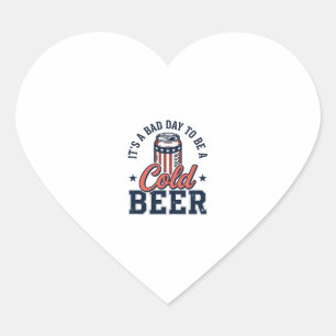 Adesivo Coração Camisa Vetorial Vintage de Cerveja Fria Patriótica