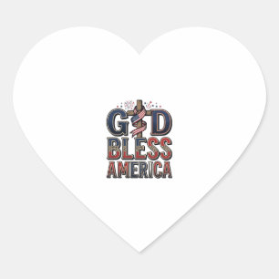 Adesivo Coração Camisa Vintage Cruz Patriótica Deus Abençoa a Amér