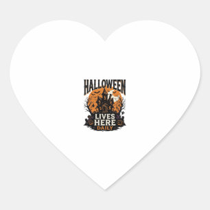 Adesivo Coração Camisa Vintage de Halloween Casa Assombrada Todos
