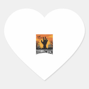 Adesivo Coração Camisa Vintage Halloween Cemitério Mão Zumbi Desig