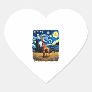 Adesivo Coração Camiseta Cute Giraffe Africa - Starry Night