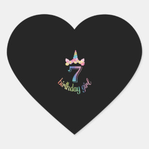 Adesivo Coração Camiseta de aniversário da 7 Unicorn, 7 anos de id