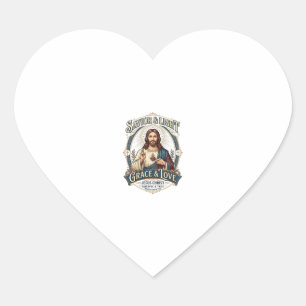 Adesivo Coração Camiseta Gráfica de Caça Vintage Jesus Thrift Stor