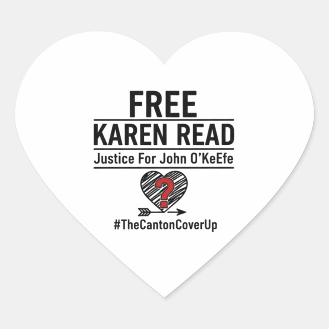Adesivo Coração Camiseta Grátis Karen Read Justiça Para John O'Kee (Frente)