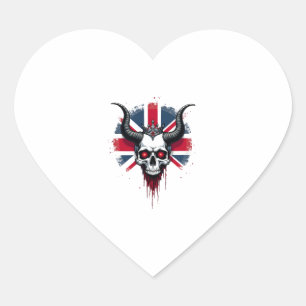 Adesivo Coração Camiseta Premium Caveira Britânica Inglaterra Band