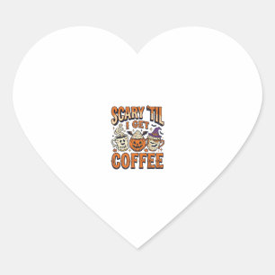Adesivo Coração Camiseta Vintage de Café no Halloween Assustador A