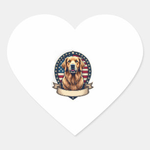Adesivo Coração Camiseta Vintage Emblema do Golden Retriever Patri