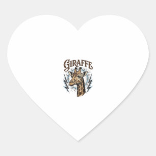 Adesivo Coração Camiseta Vintage Girafa Relâmpago Desenho Gravado_