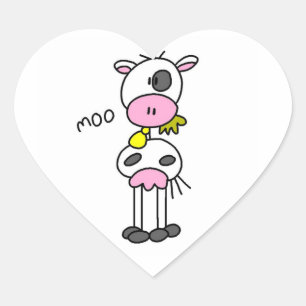 Adesivo Coração Camisetas e Presentes de Vaca em Figuras de Palito