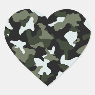 Adesivo Coração Camuflagem exército padrão verde branco