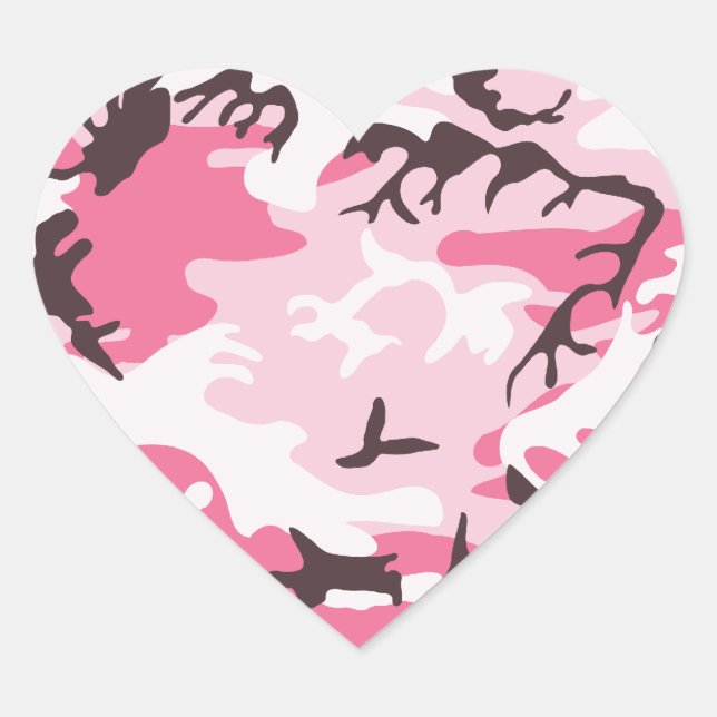 Adesivo Coração Camuflagem Rosa (Frente)