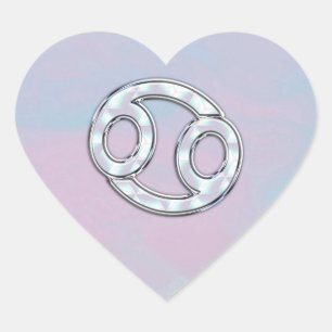 Adesivo Coração Cancer de Estilo Pérola Decor de Sinal Zodiac