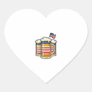 Adesivo Coração Caneca de Cerveja Patriótica Design Vetorial Vinta