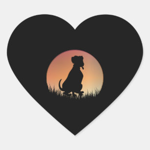Adesivo Coração Canina Silhuette Sunset