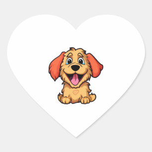 Adesivo Coração Cão de desenho animado bonito 3