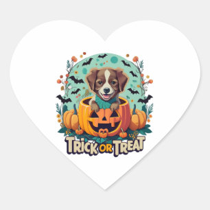 Adesivo Coração Cão de Halloween 1