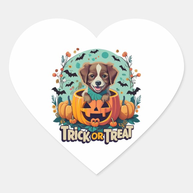 Adesivo Coração Cão de Halloween 1 (Frente)