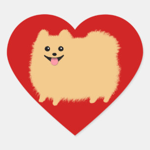 Adesivo Coração Cão dos desenhos animados de Pomeranian - Pommy
