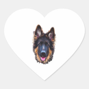 Adesivo Coração Cão german shepherd