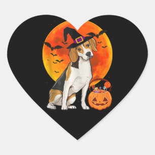 Adesivo Coração Cão Halloween Beagle Jack O Lanterna Pumpkin Tank