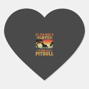 Adesivo Coração Cão Sunset Retro Amor Pitbull