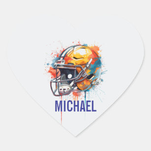 Adesivo Coração Capacete de Futebol Motivacional Inspirador Nome